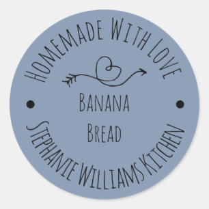 Homemade with Love Dusty Blue    Baked Goods   Classic Round Sticker