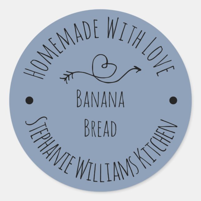 Homemade with Love Dusty Blue |  Baked Goods   Classic Round Sticker (Front)