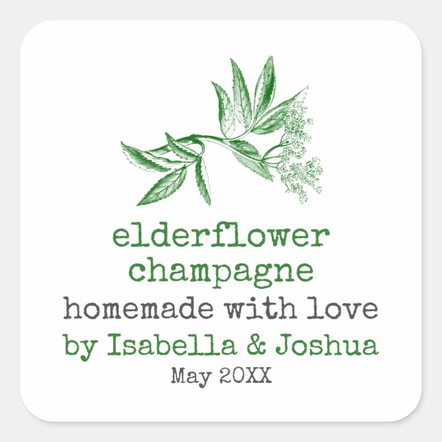Homemade with love Elderflower Chanpagne label (Front)