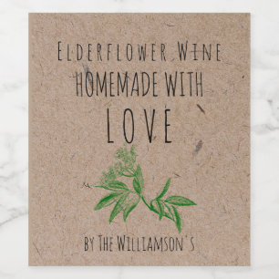 Homemade with Love Elderflower Wine Kraft Paper Label