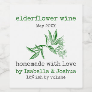 Homemade with love Elderflower Wine label