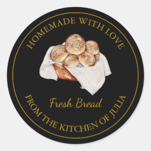 Homemade with love Fresh Bread Label Black