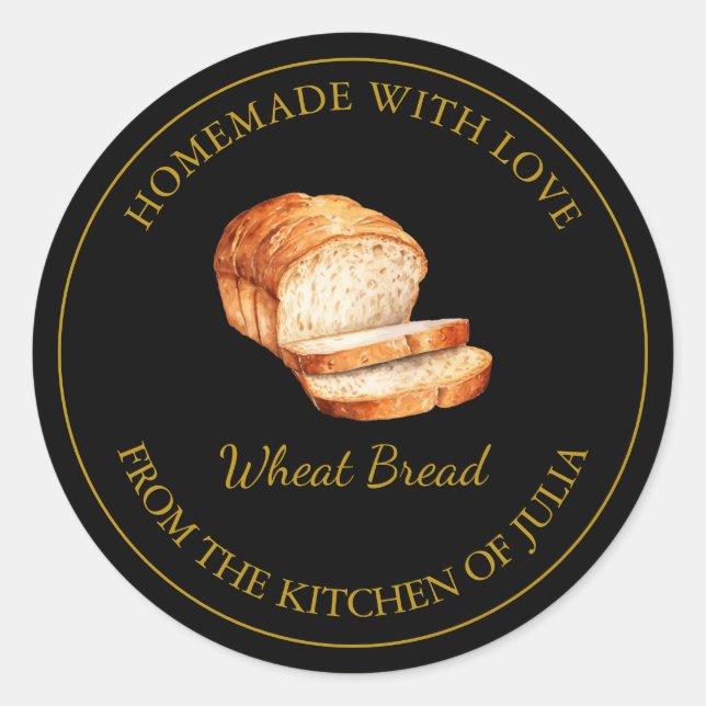 Homemade with love Fresh Bread  Label | Black (Front)