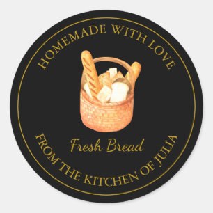 Homemade with love Fresh Bread Label Black