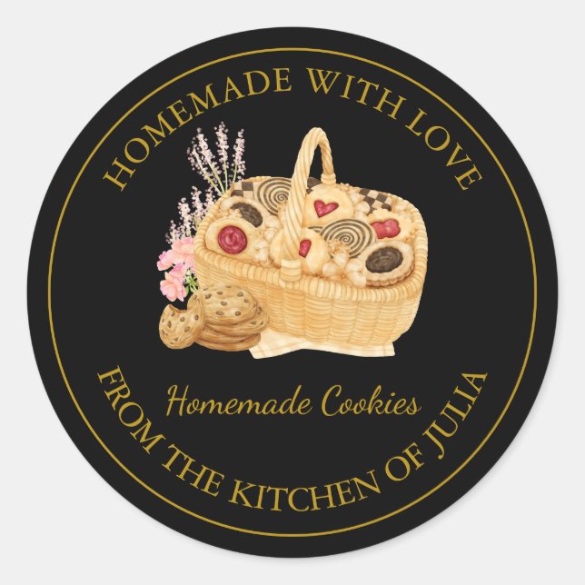 Homemade with love Fresh Cookies  Label | Black (Front)