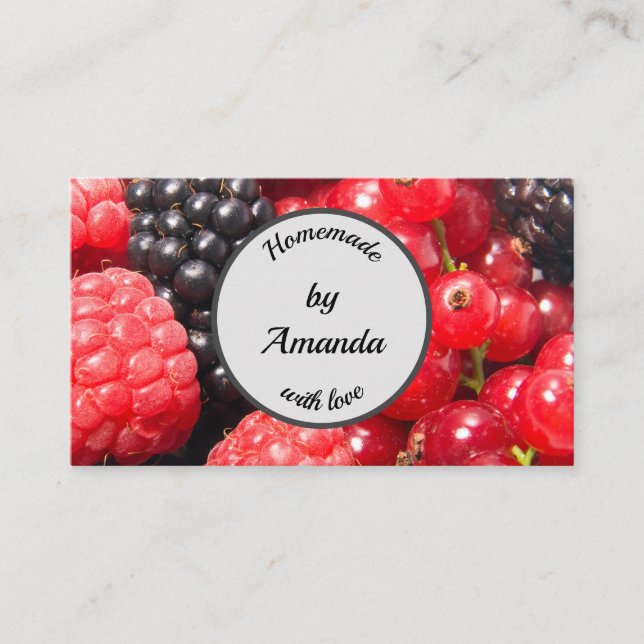 Homemade with love fruit photo customisable business card (Front)