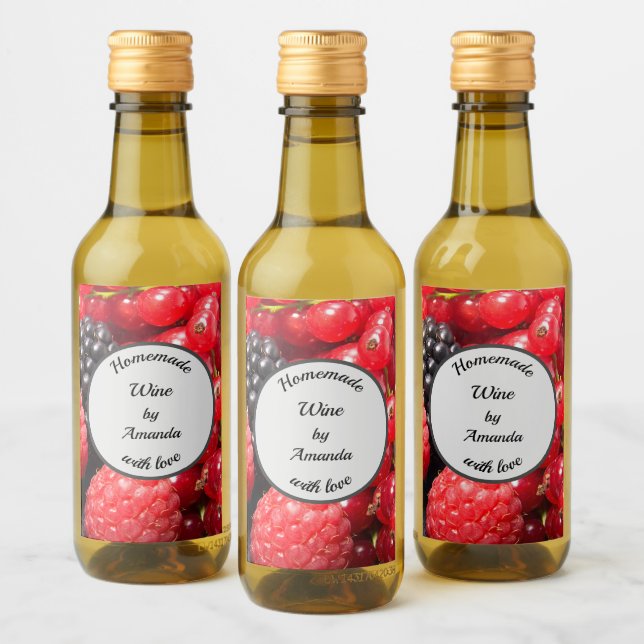 Homemade with love fruit photo small bottle wine label (Bottles)