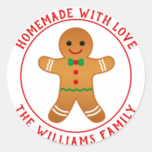 Homemade with Love - Gingerbread Man Christmas  Classic Round Sticker