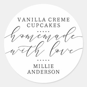Homemade with Love Handwritten Script Business Classic Round Sticker