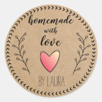Homemade with Love Heart Kraft Paper Customise