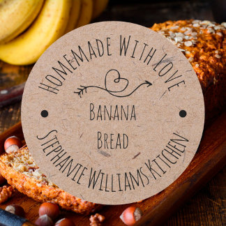 Homemade with Love Kraft Paper | Baked Goods Classic Round Sticker