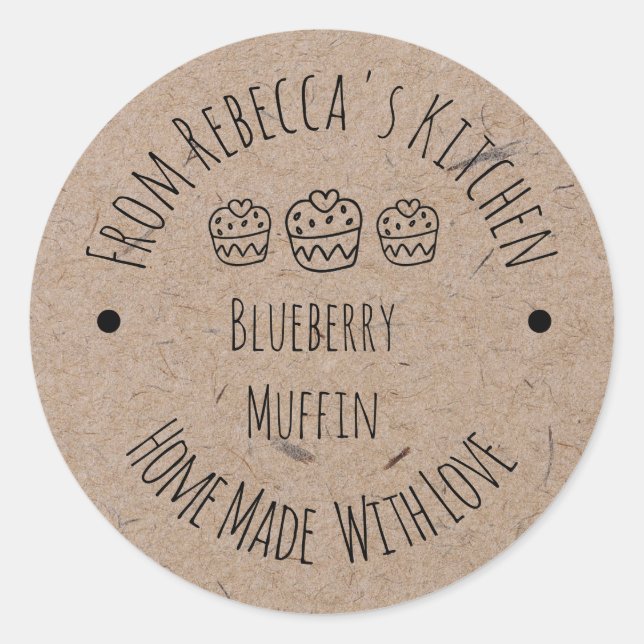 Homemade with Love Kraft Paper | Baked Goods Label (Front)