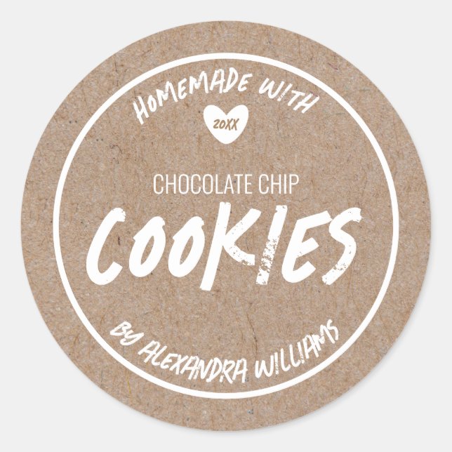 Homemade With Love Kraft Paper Classic Round Sticker (Front)