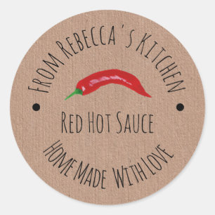 Homemade with Love Kraft Paper Hot Sauce Label
