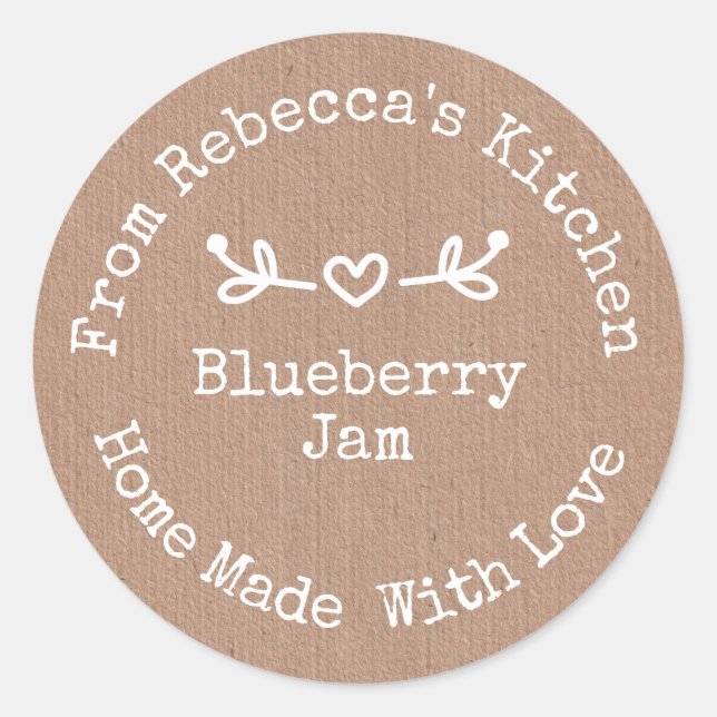 Homemade with Love Kraft Paper | Jam Canning Label (Front)