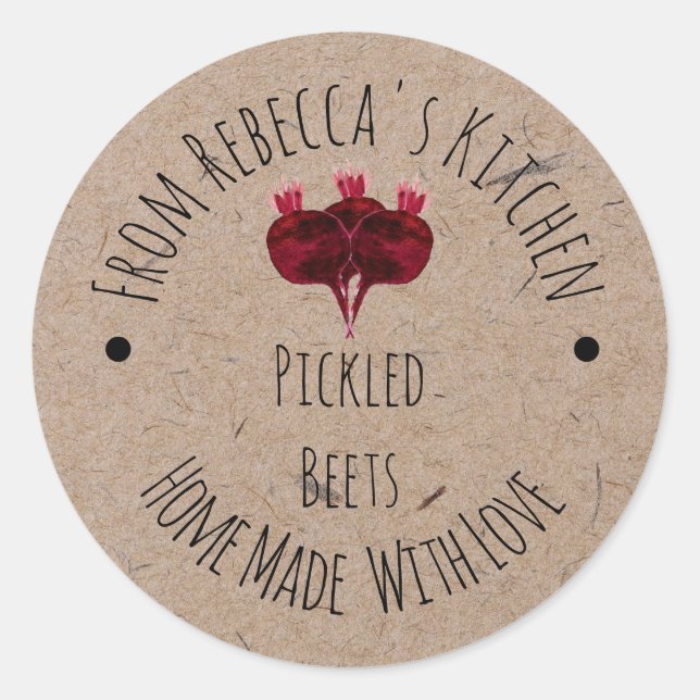 Homemade with Love Kraft Paper Pickled Beets Label (Front)