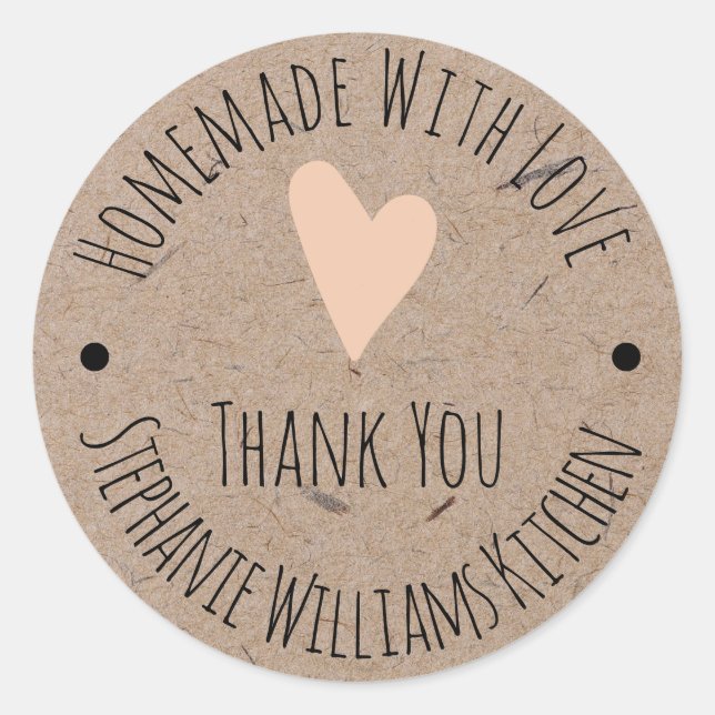 Homemade with Love | Kraft Paper Thank You Classic Round Sticker (Front)