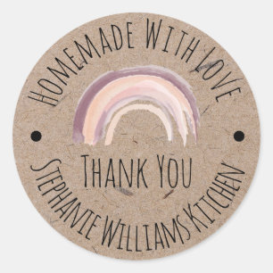 Homemade with Love   Kraft Paper Thank You Classic Round Sticker