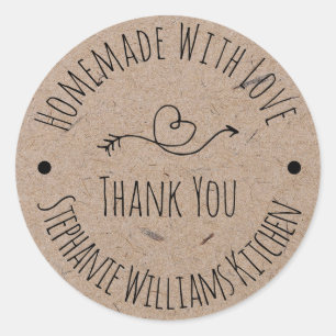 Homemade with Love Kraft Paper Thank You Classic Round Sticker