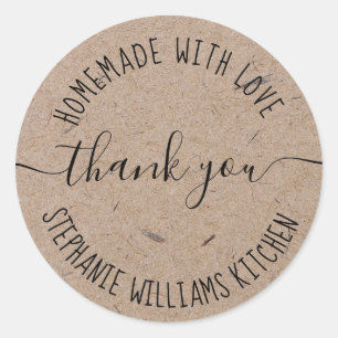 Homemade with Love   Kraft Paper Thank You Classic Round Sticker