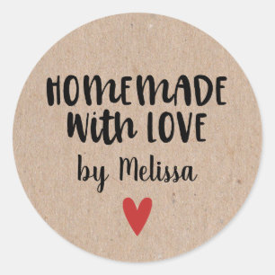 Homemade With Love Kraft Personalised Classic Round Sticker