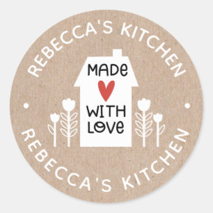 Homemade With Love Kraft Personalised Classic Round Sticker