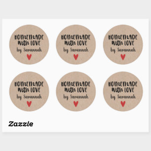 Homemade With Love Kraft Personalised Classic Round Sticker