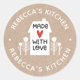 Homemade With Love Kraft Personalised Classic Round Sticker