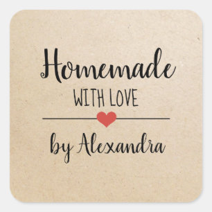 Homemade with love kraft script custom  classic ro square sticker