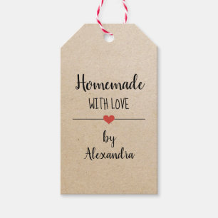 Homemade with love kraft script name gift tags