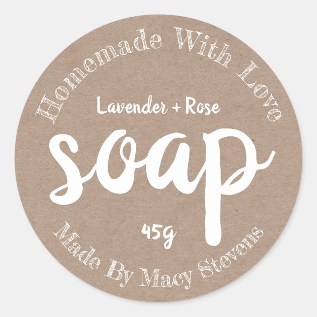 Homemade With Love Kraft Soap Label (Front)