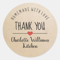 Homemade with love kraft thank you classic round s