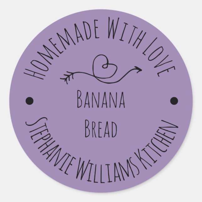 Homemade with Love Lavender | Baked Goods     Classic Round Sticker (Front)