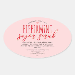 Homemade With Love Peppermint Sugar Scrub Custom Oval Sticker