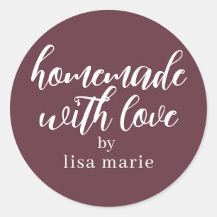 Homemade with Love Personalised Burgundy Gift Classic Round Sticker