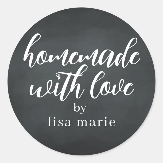 Homemade with Love Personalised Chalkboard Gift Classic Round Sticker (Front)
