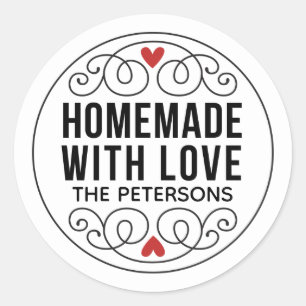 Homemade With Love Personalised Classic Round Sticker
