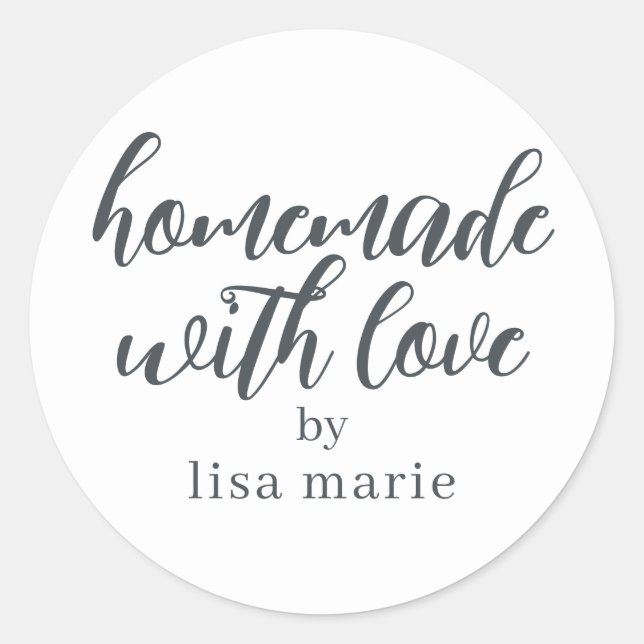 Homemade with Love Personalised  Classic Round Sticker (Front)