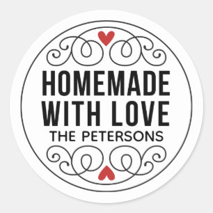 Homemade With Love Personalised Classic Round Sticker