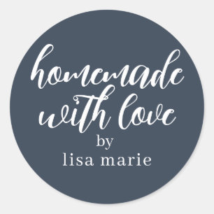 Homemade with Love Personalised Dark Blue Gift Classic Round Sticker