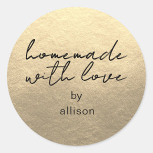 Homemade with Love Personalised Gold Gift Classic Round Sticker