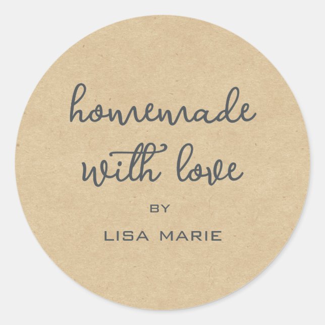 Homemade with Love Personalised Kraft Paper Gift Classic Round Sticker (Front)