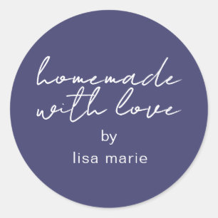 Homemade with Love Personalised Navy Blue Gift Classic Round Sticker
