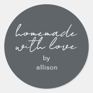 Homemade with Love Personalised Off-Black Gift  Classic Round Sticker