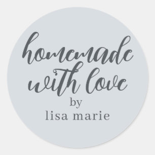 Homemade with Love Personalised Pastel Blue Gift Classic Round Sticker