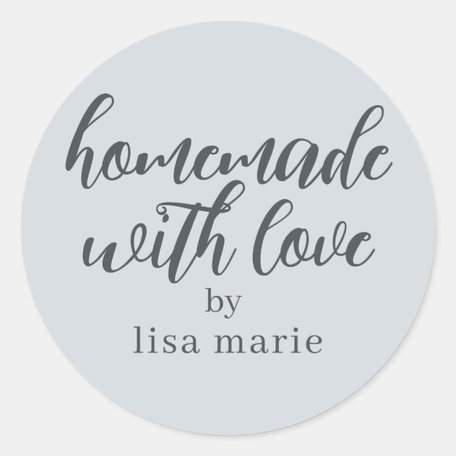 Homemade with Love Personalised Pastel Blue Gift Classic Round Sticker (Front)