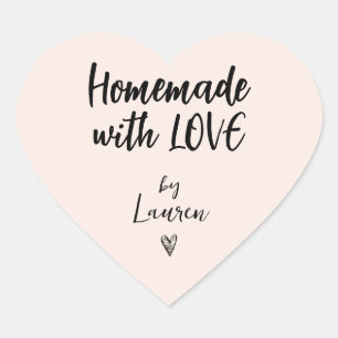 HOMEMADE with LOVE Pink & Black Heart Sticker