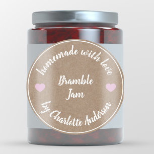Homemade with Love   Pink Heart Jam Canning Kraft Classic Round Sticker