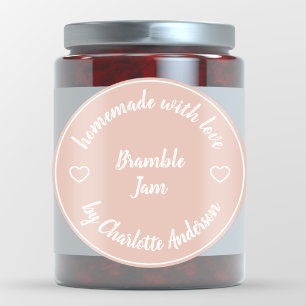 Homemade with Love   Pink Heart Modern Jelly Jam Classic Round Sticker