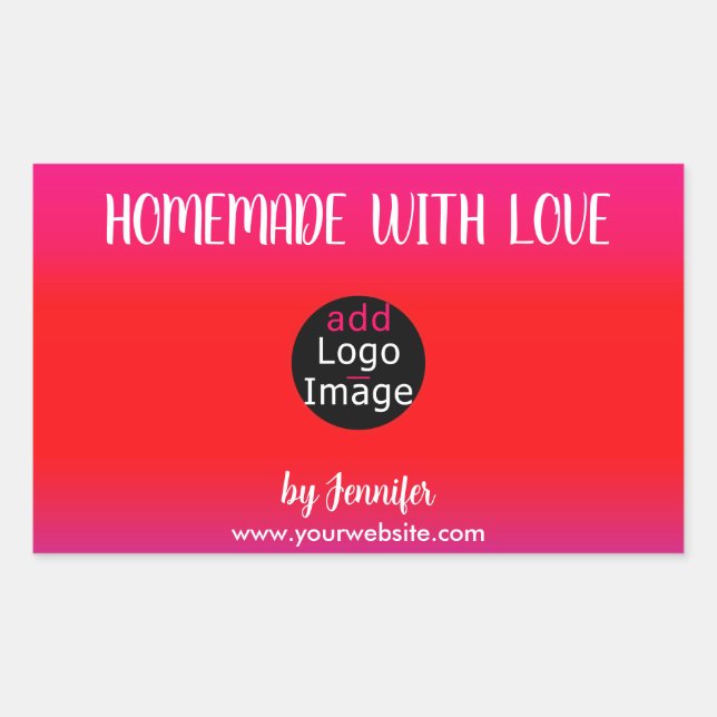 Homemade With Love Professional Customisable Logo Rectangular Sticker (Front)